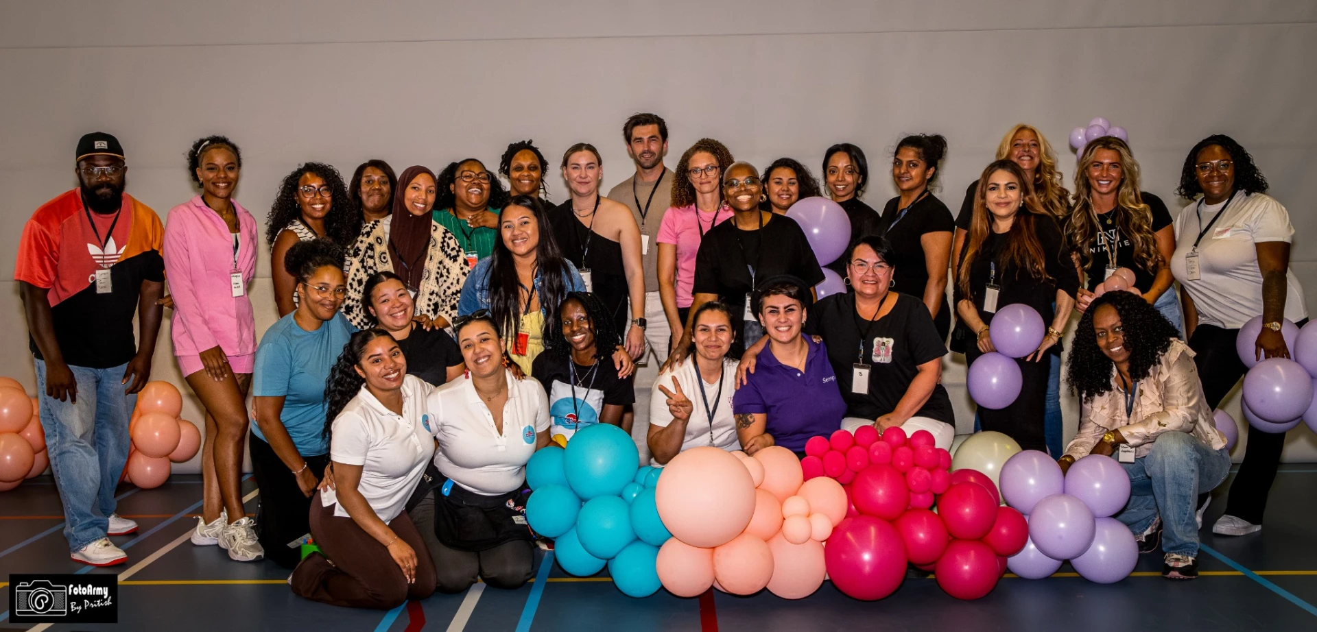 Balloon Content Day participants gathered as a community